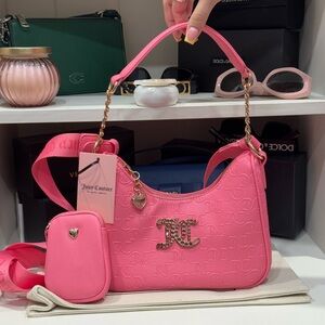 Juicy Couture Crossbody Pink Lemonade Bag Purse With Mini Wallet/Pouch NWT